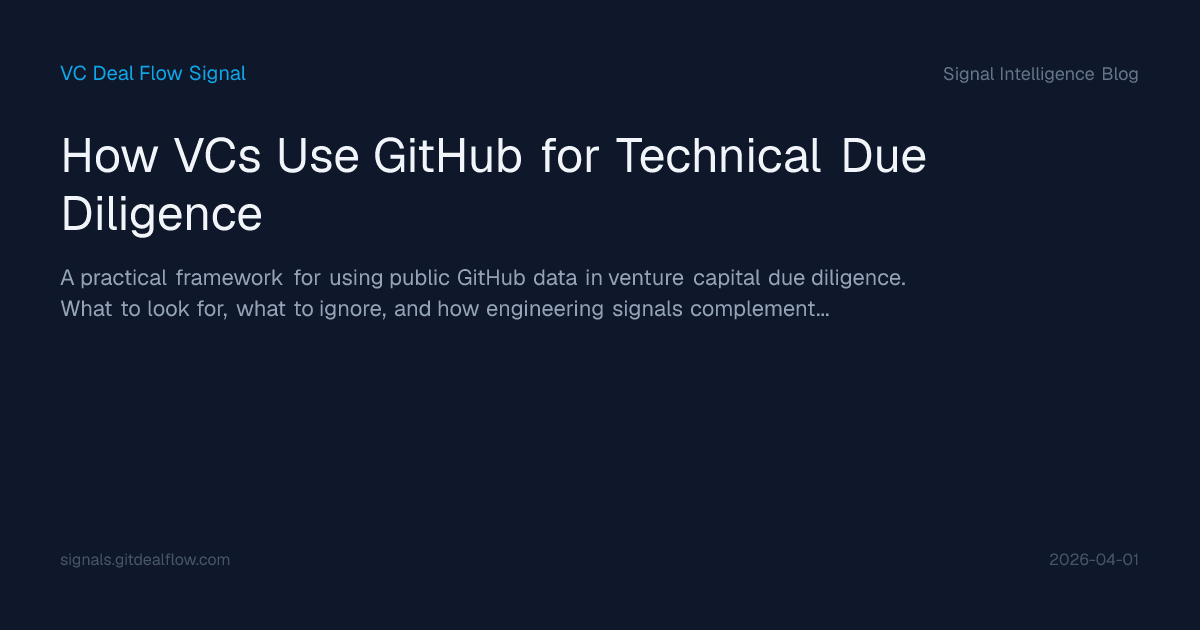 How VCs Use GitHub for Technical Due Diligence | VC Deal Flow Signal